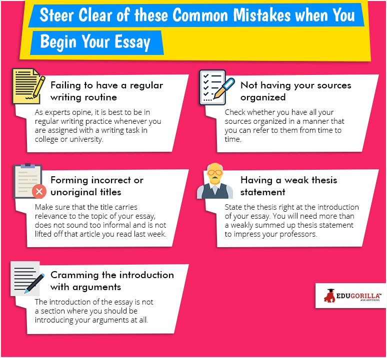 Steer clear of these common mistakes when you begin your essay