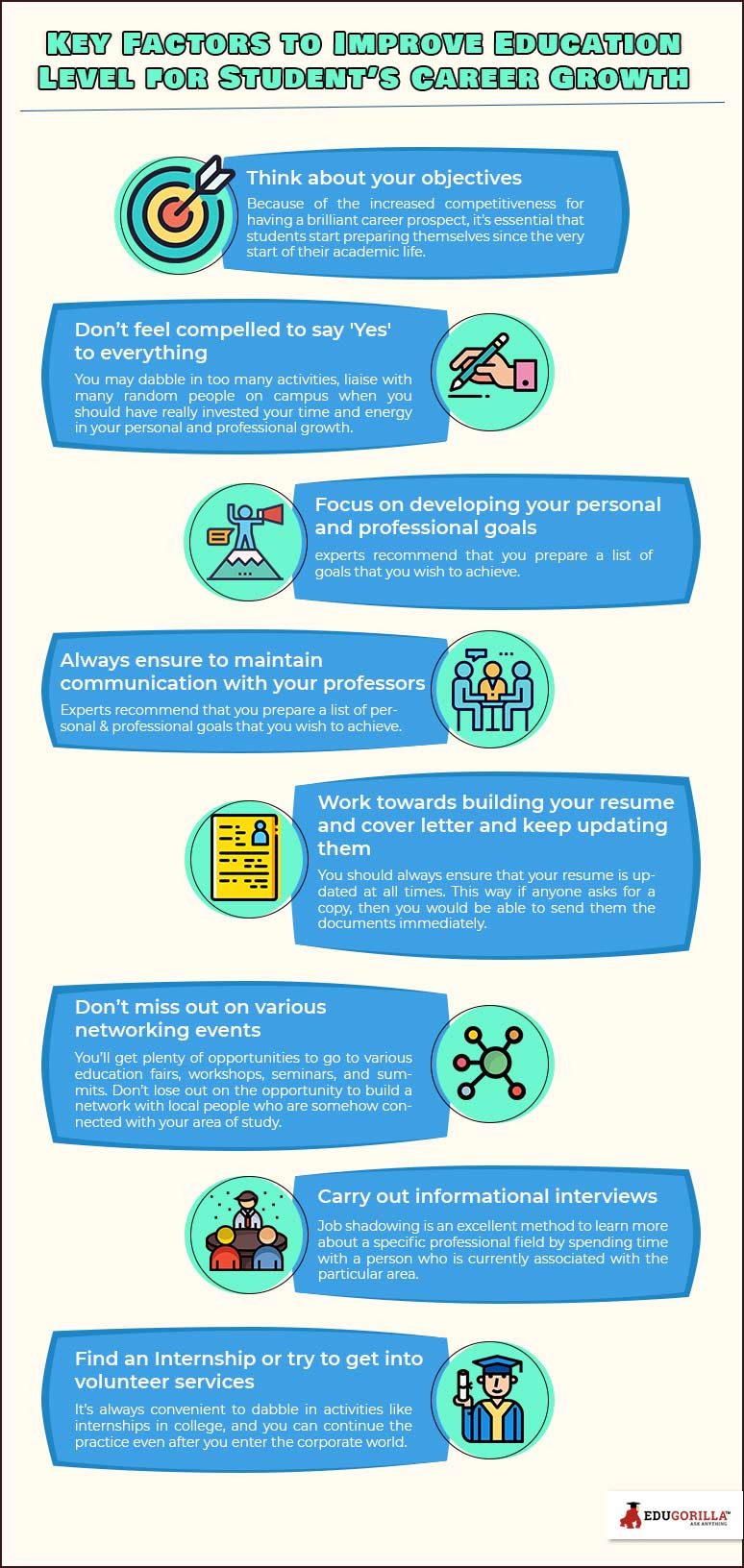 Key Factors to Improve Education Level For Student's Career Growth