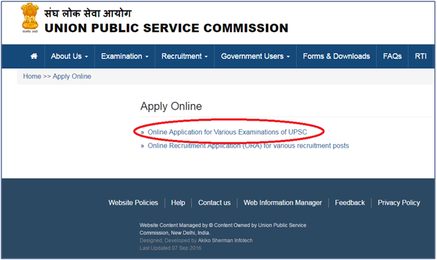 UPSC Civil Services Exam - payment procedure